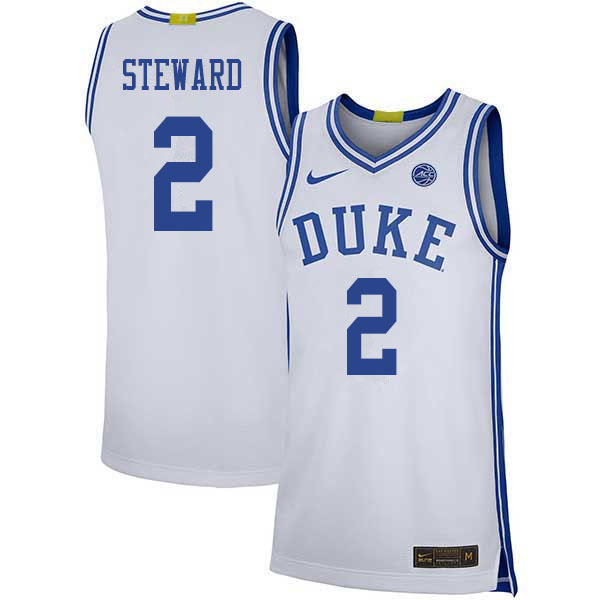 Duke Blue Devils #2 DJ Steward College Basketball Jerseys Sale-White